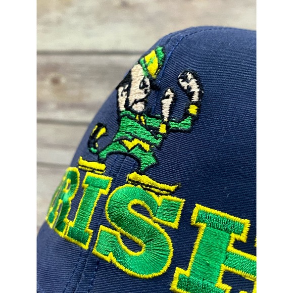 Vtg 90s NOTRE DAME IRISH Twins Enterprise Snapback Hat BIG LOGO - Picture 6 of 8